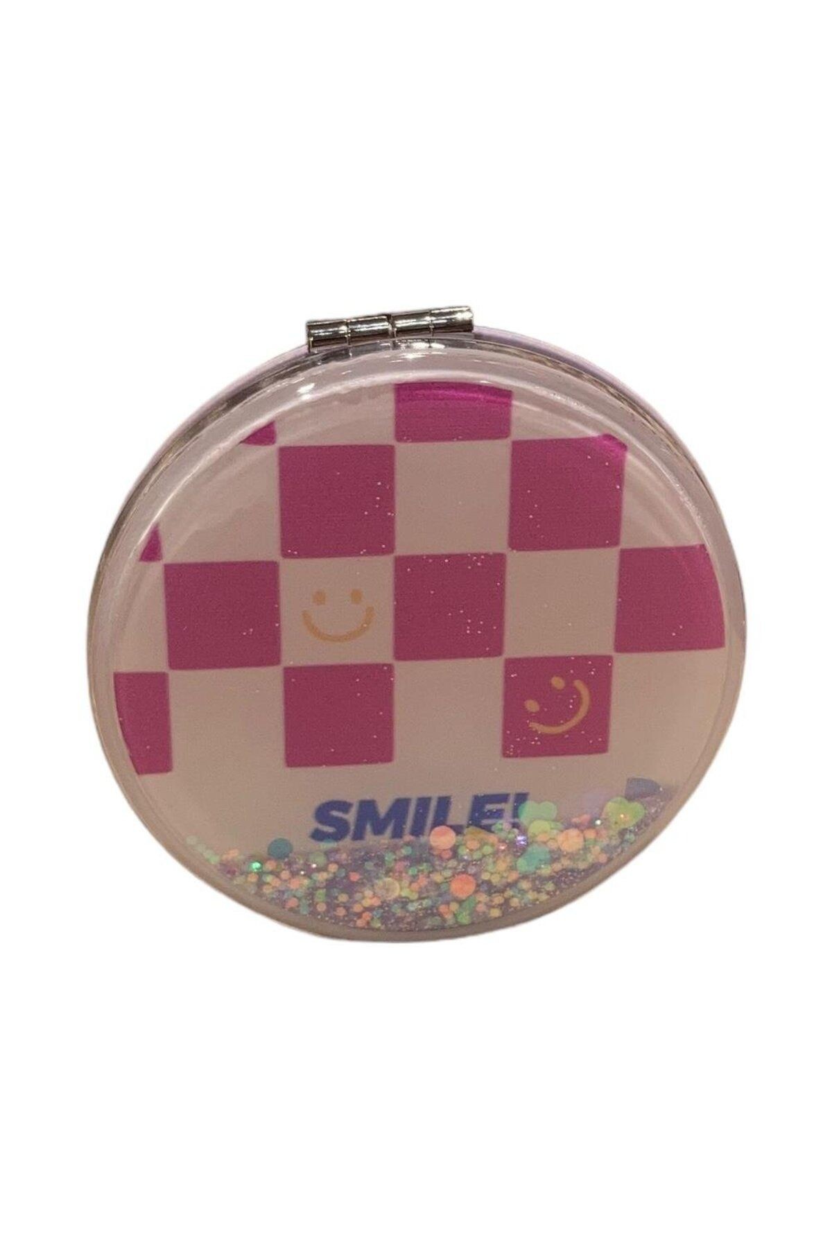 SMILE! Pembe Kare Desenli Sulu Ayna - 7 cm - AYN-77