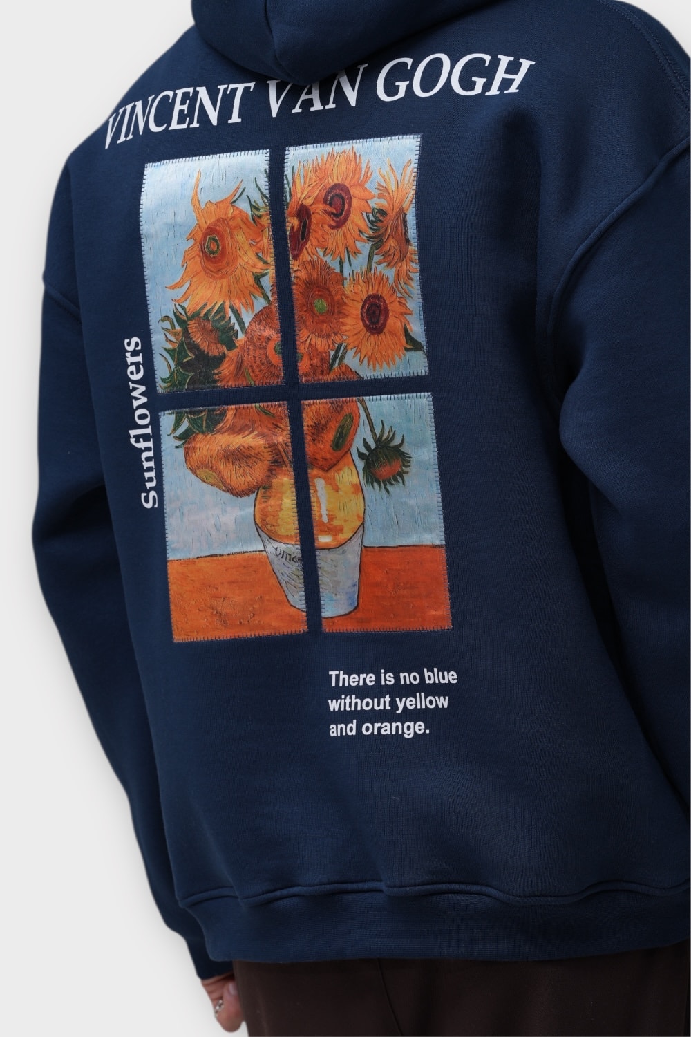 Sunflowers Oversize Hoodie  - %100 Pamuk - İndigo