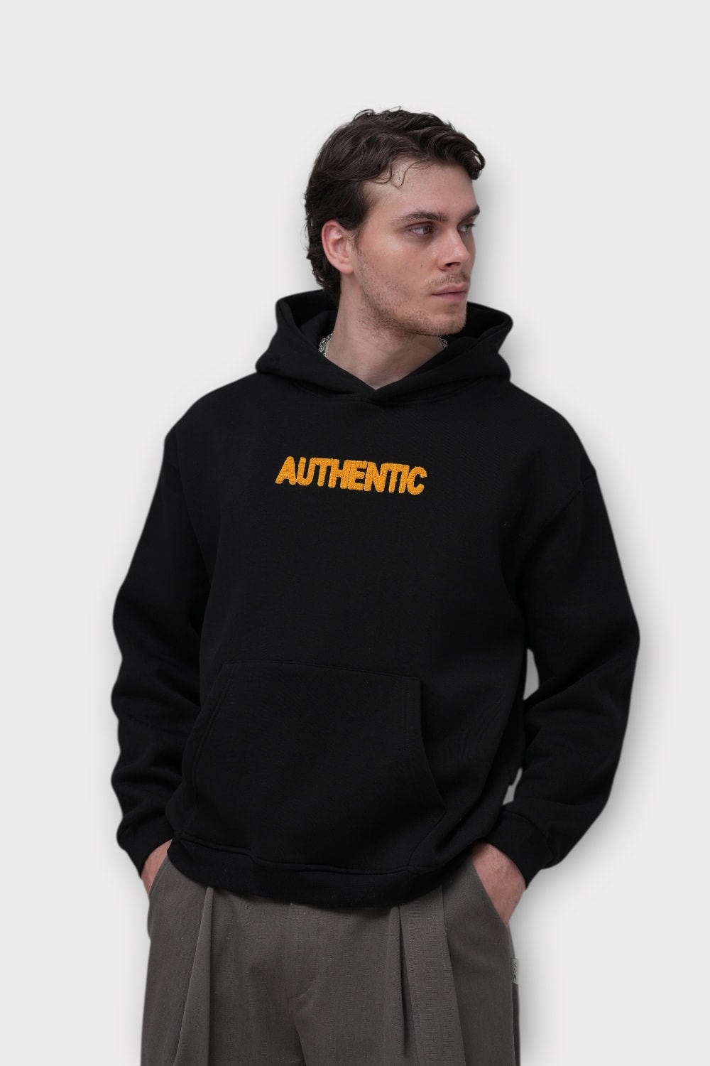 AUTHENTIC Oversize Hoodie - %100 Pamuk - Siyah