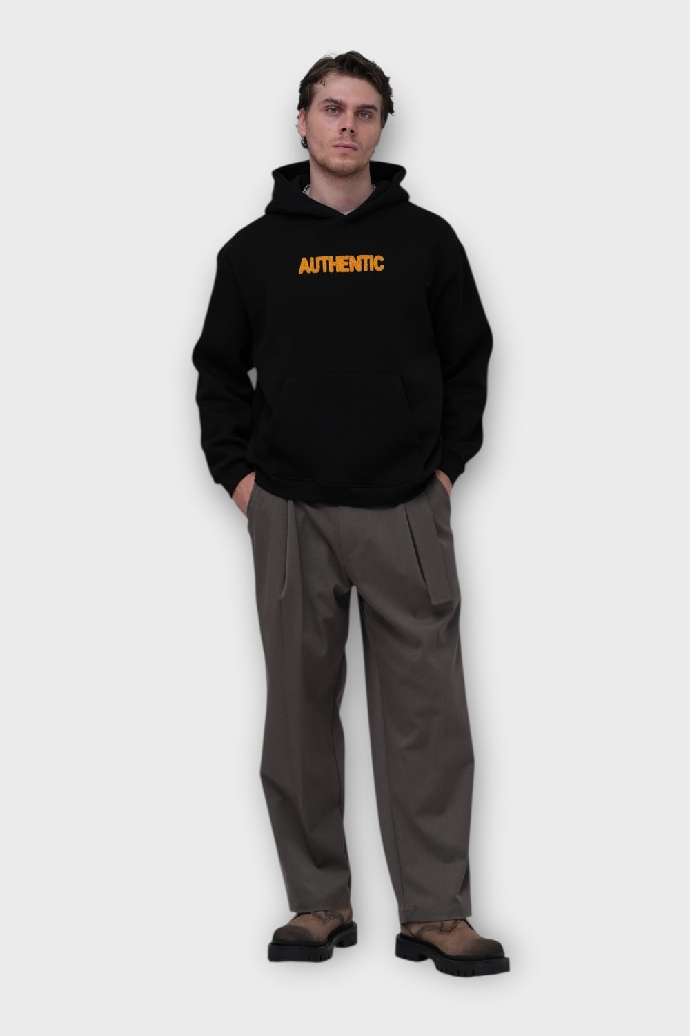 AUTHENTIC Oversize Hoodie - %100 Pamuk - Siyah