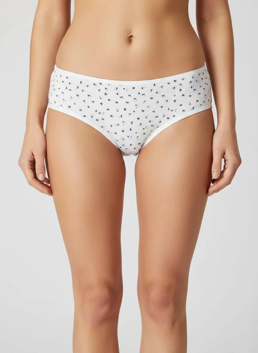 3'lü Bikini Kadın Külot - (Çiçek/Simple/Kar) %95 Pamuk %5 Elastan