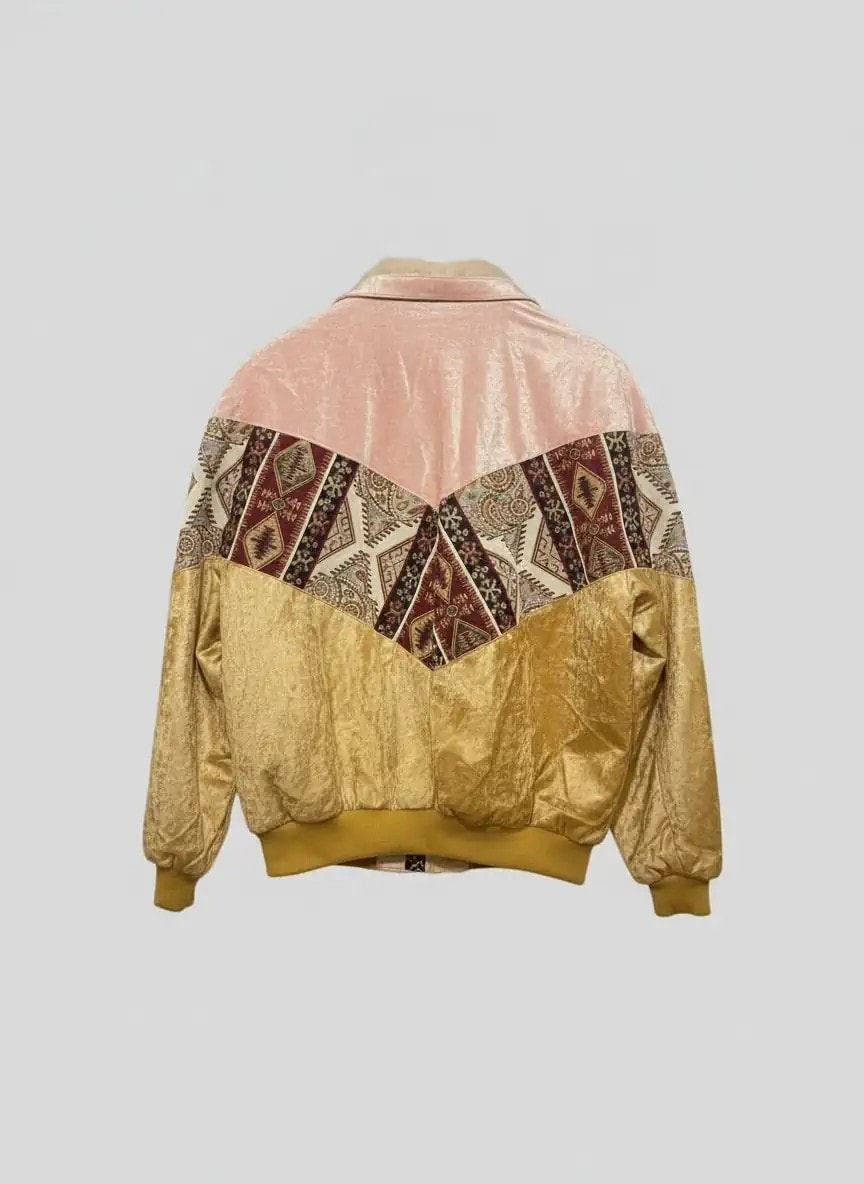 (7508) Small / Medium Beden Uyumlu Oversize Vintage Desen Ceket