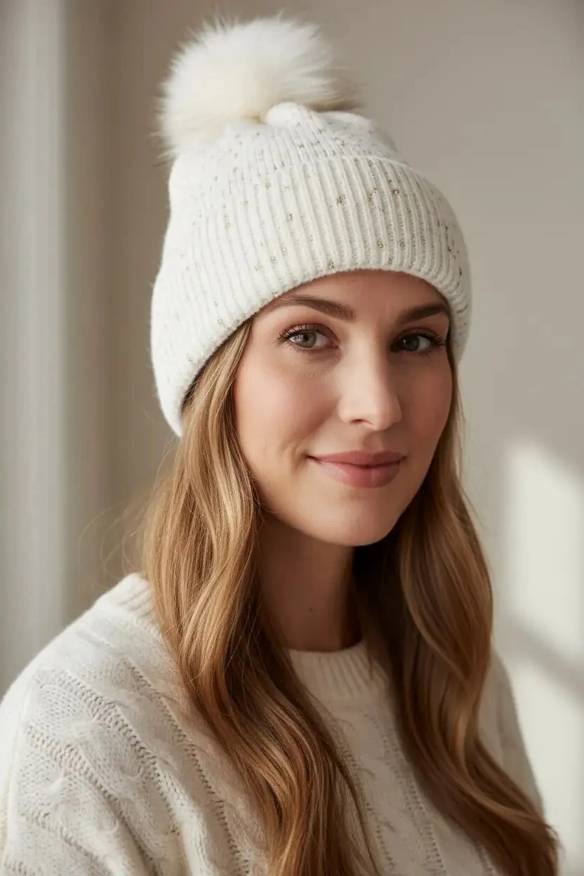 FO 2586 Yumuşak Dokulu Örgü Bere - Ekru