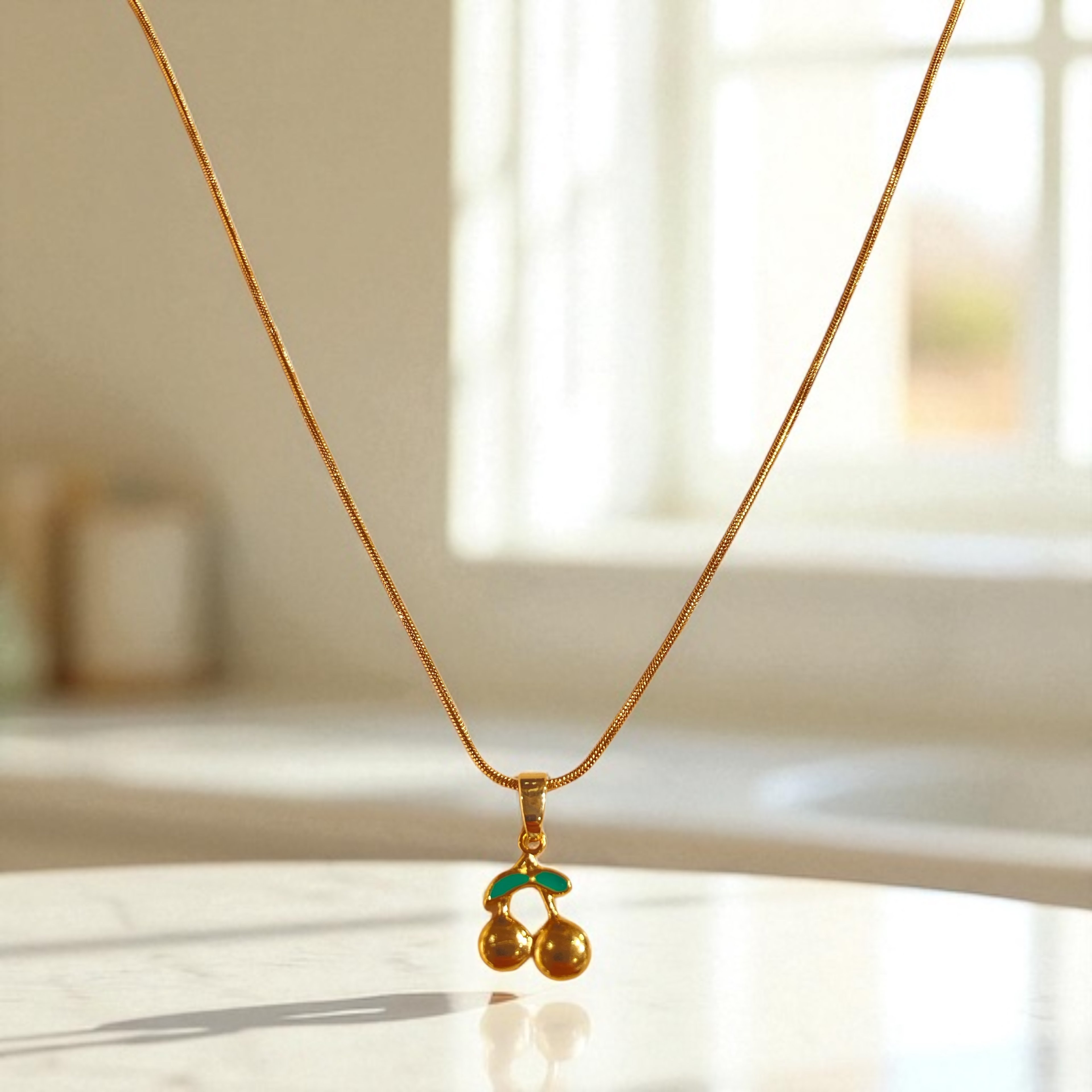 Golden Cherry - Çelik Kolye