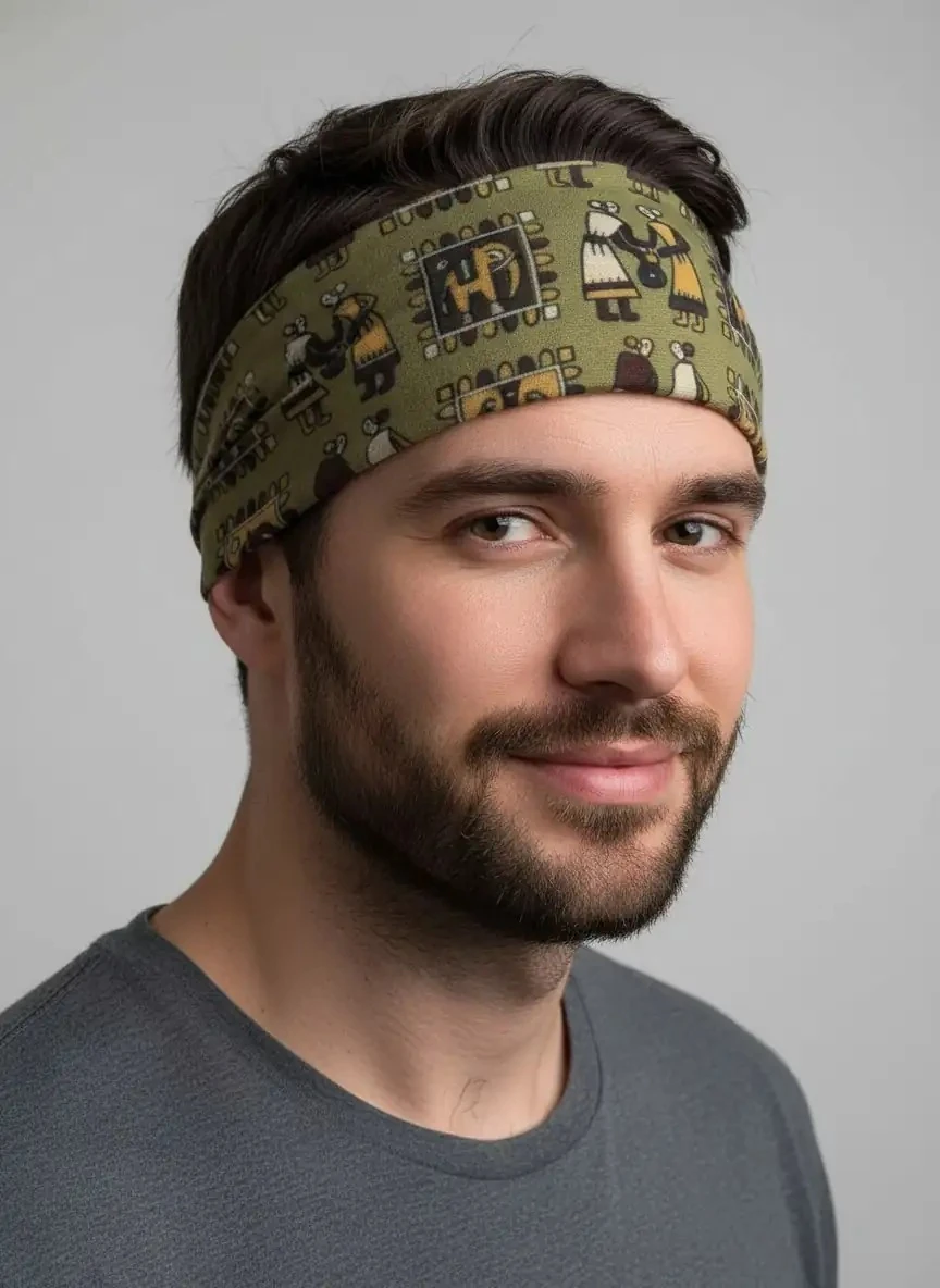 Yeşil Fil ve Etnik Desenli Buff – 25x47 cm - BF200