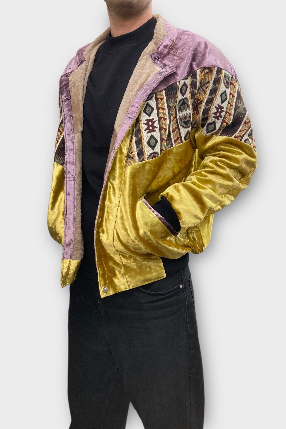 (7351) Large Beden Vintage Desenli Özel Ceket