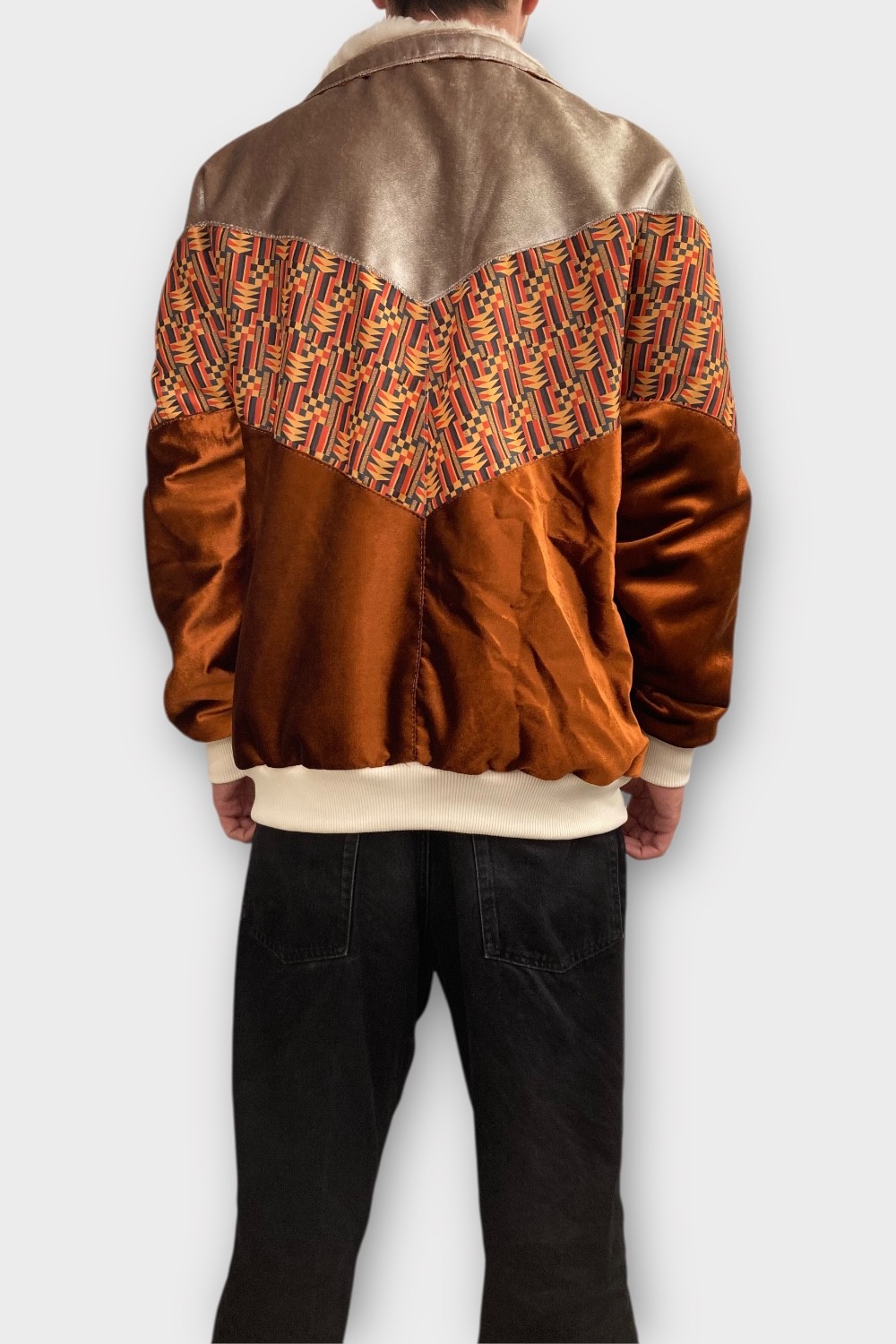 (7410) XLarge Beden Vintage Desenli Özel Ceket