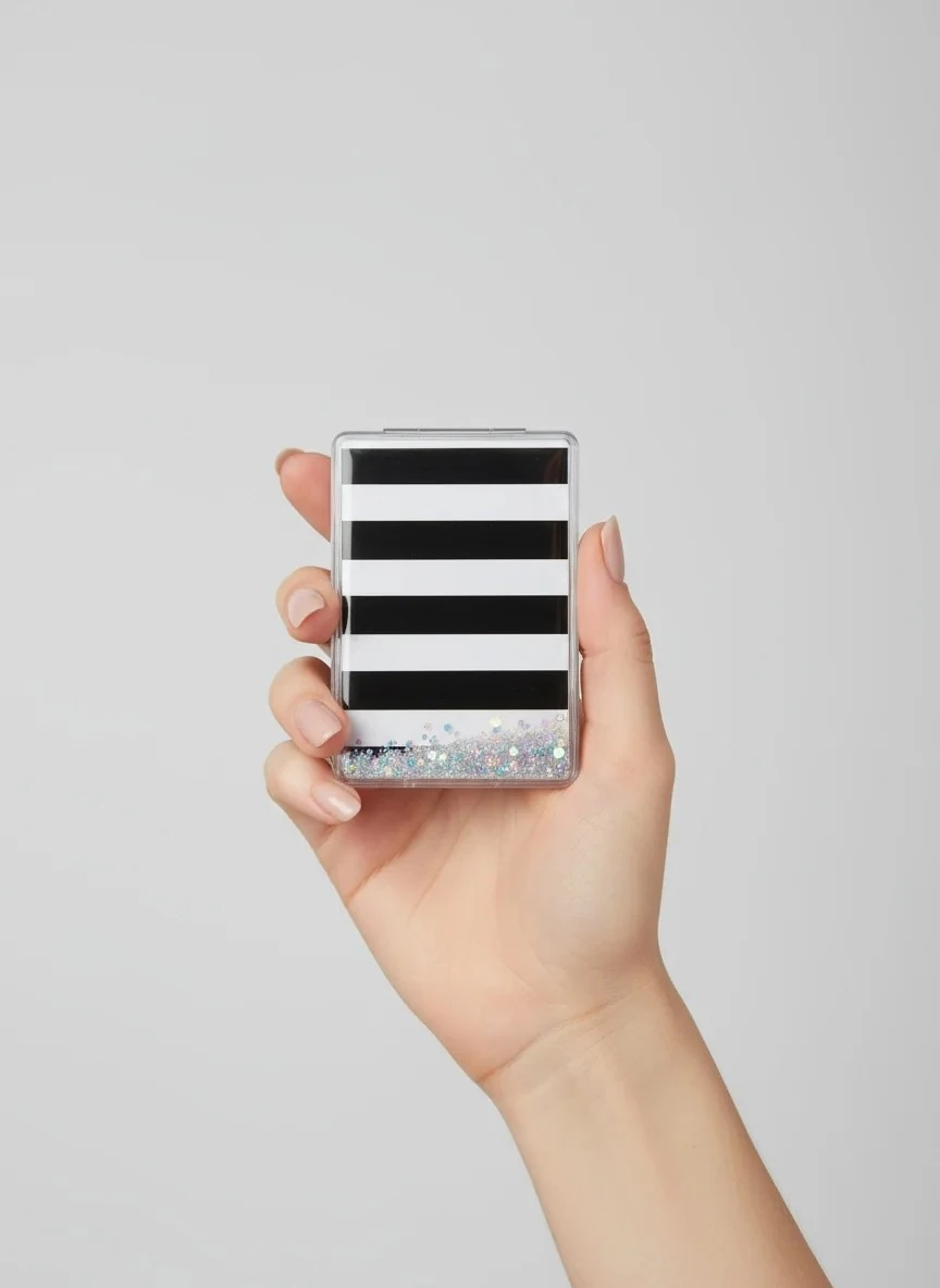 Siyah Beyaz Çizgili 6 * 8.5 cm Cep Aynası - YA150