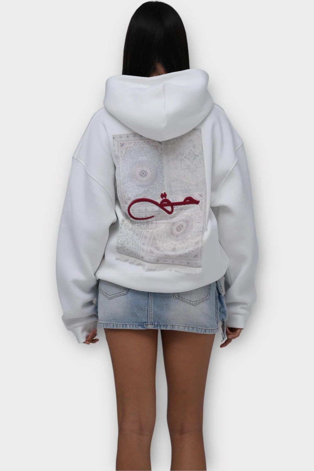 Hak Oversize Hoodie - Şardonlu %100 Pamuk - Beyaz