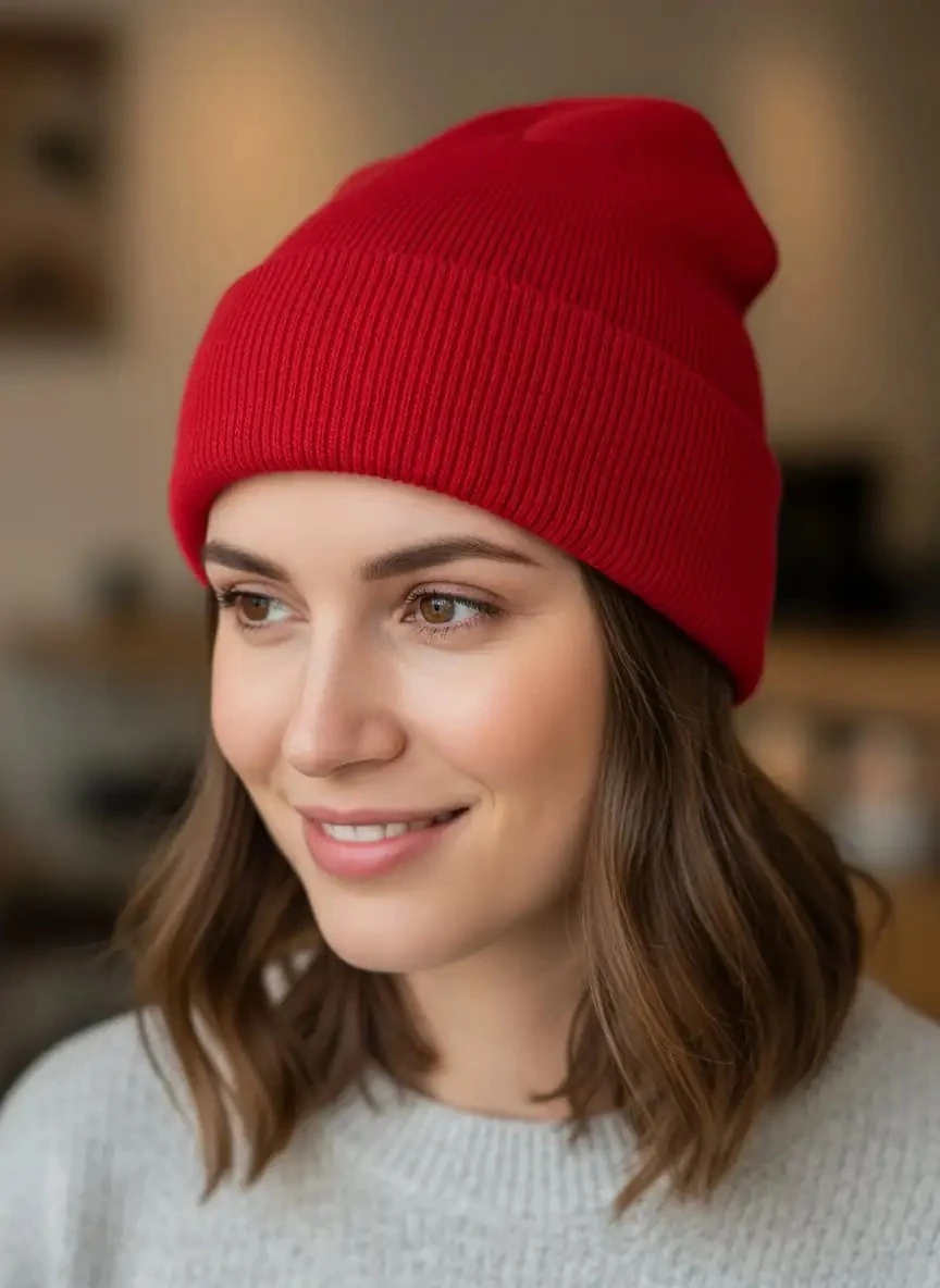 KADIN ERKEK BASIC PAMUKLU BERE - KIRMIZI