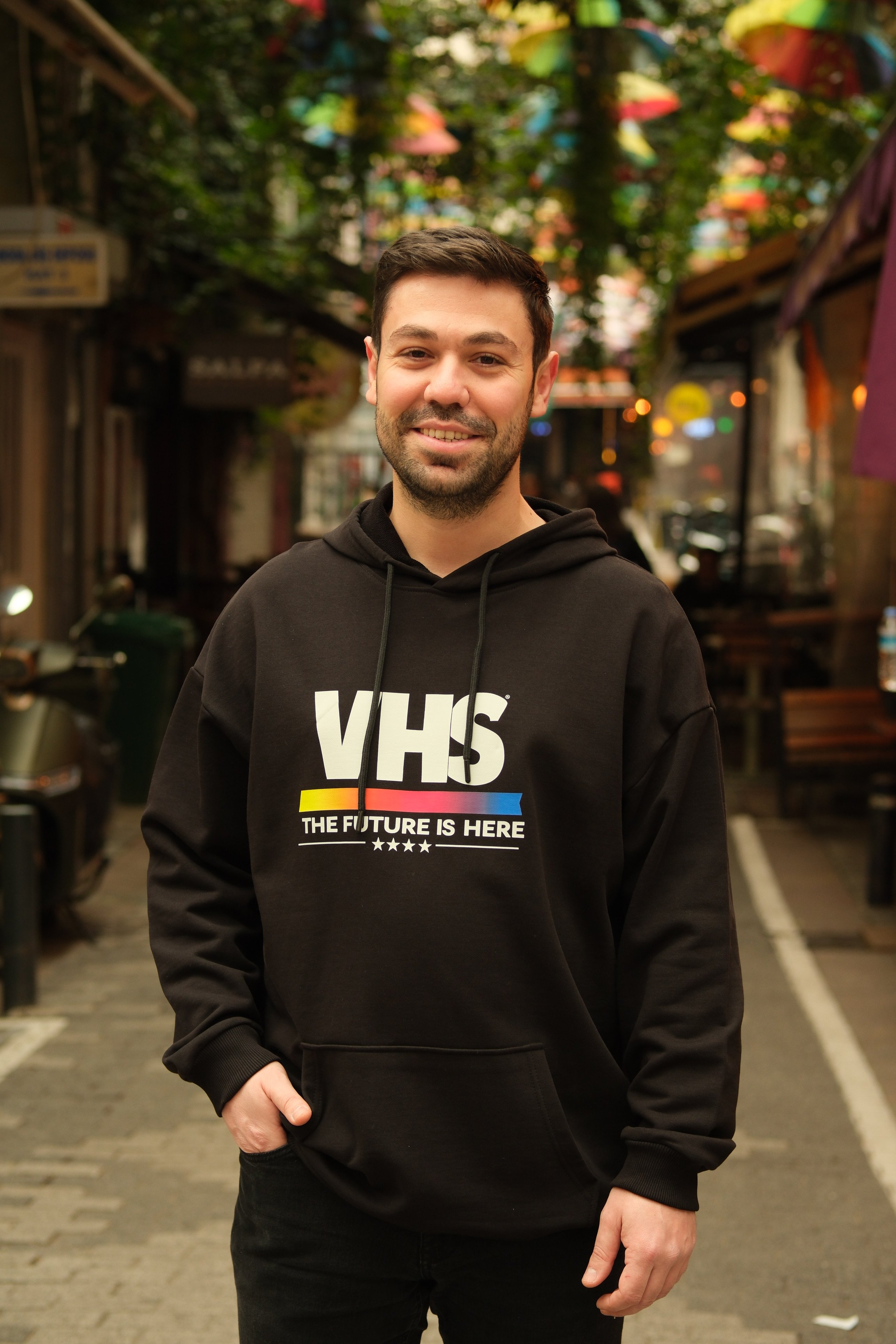 VHS Baskılı Oversize Sweatshirt - The Future Is Here - CNMD-SW222