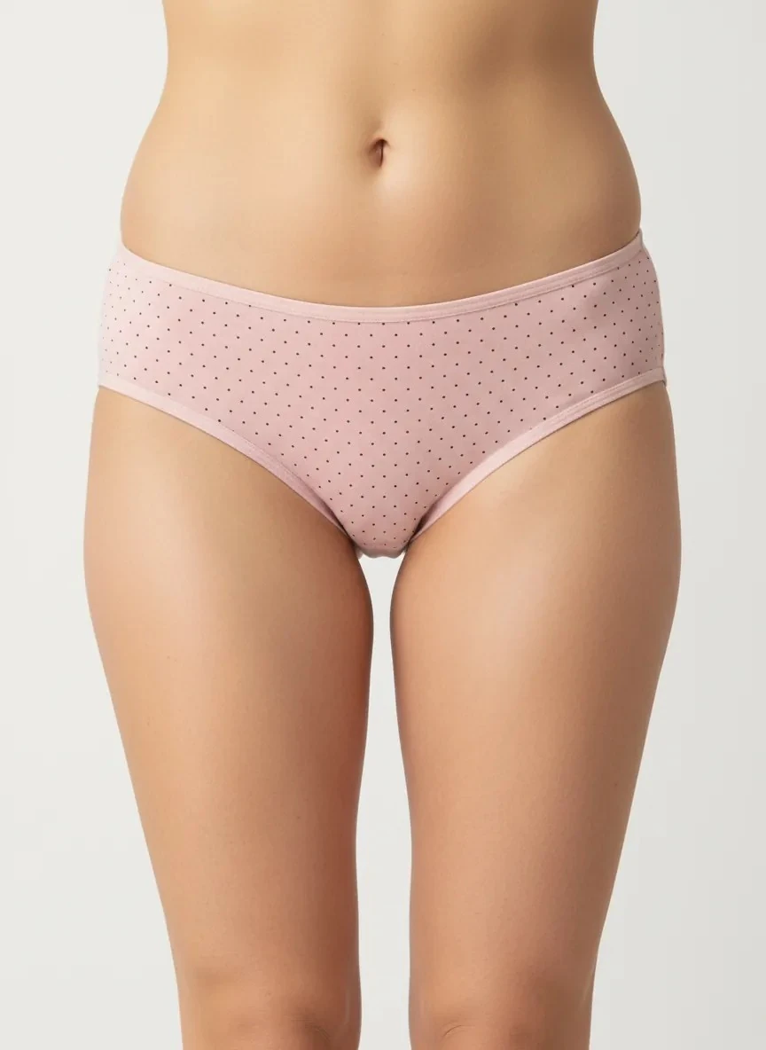 3'lü Bikini Kadın Külot - (Puantiye/Enjoy/Puantiye) %95 Pamuk %5 Elastan