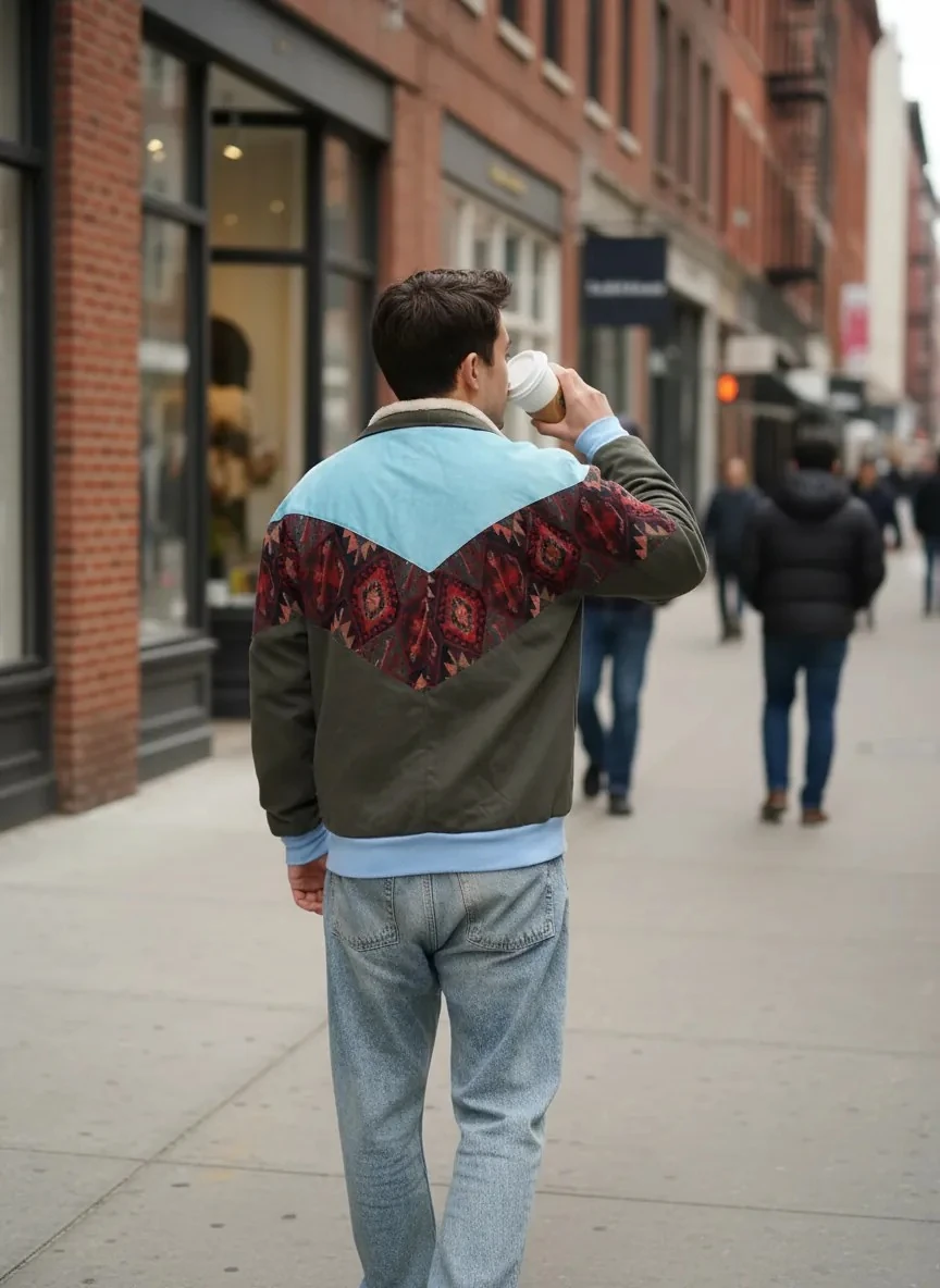 (7627) Large / XLarge Beden Uyumlu Vintage Desenli Özel Ceket