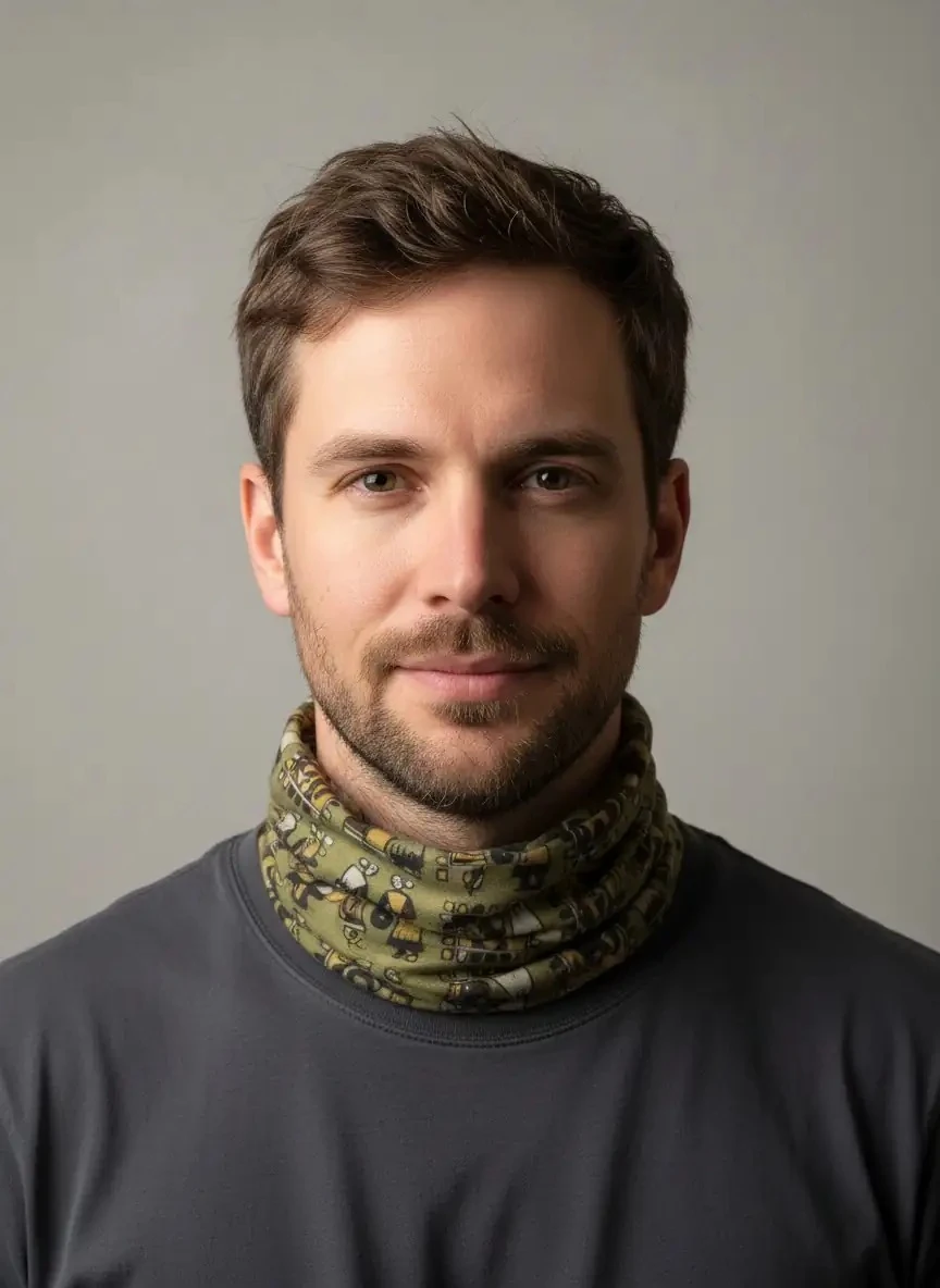 Yeşil Fil ve Etnik Desenli Buff – 25x47 cm - BF200