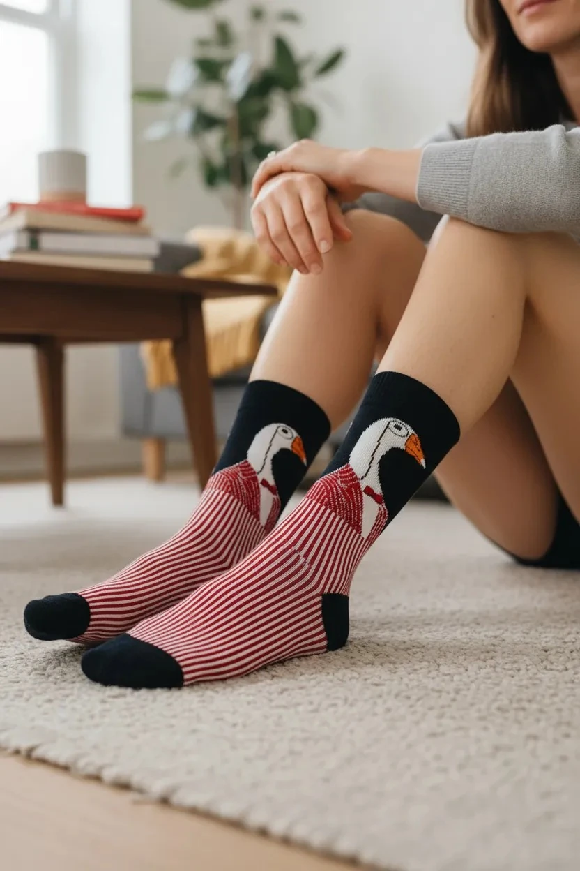 Leylek Desenli Çorap (36-44 Numaraya Uygun)