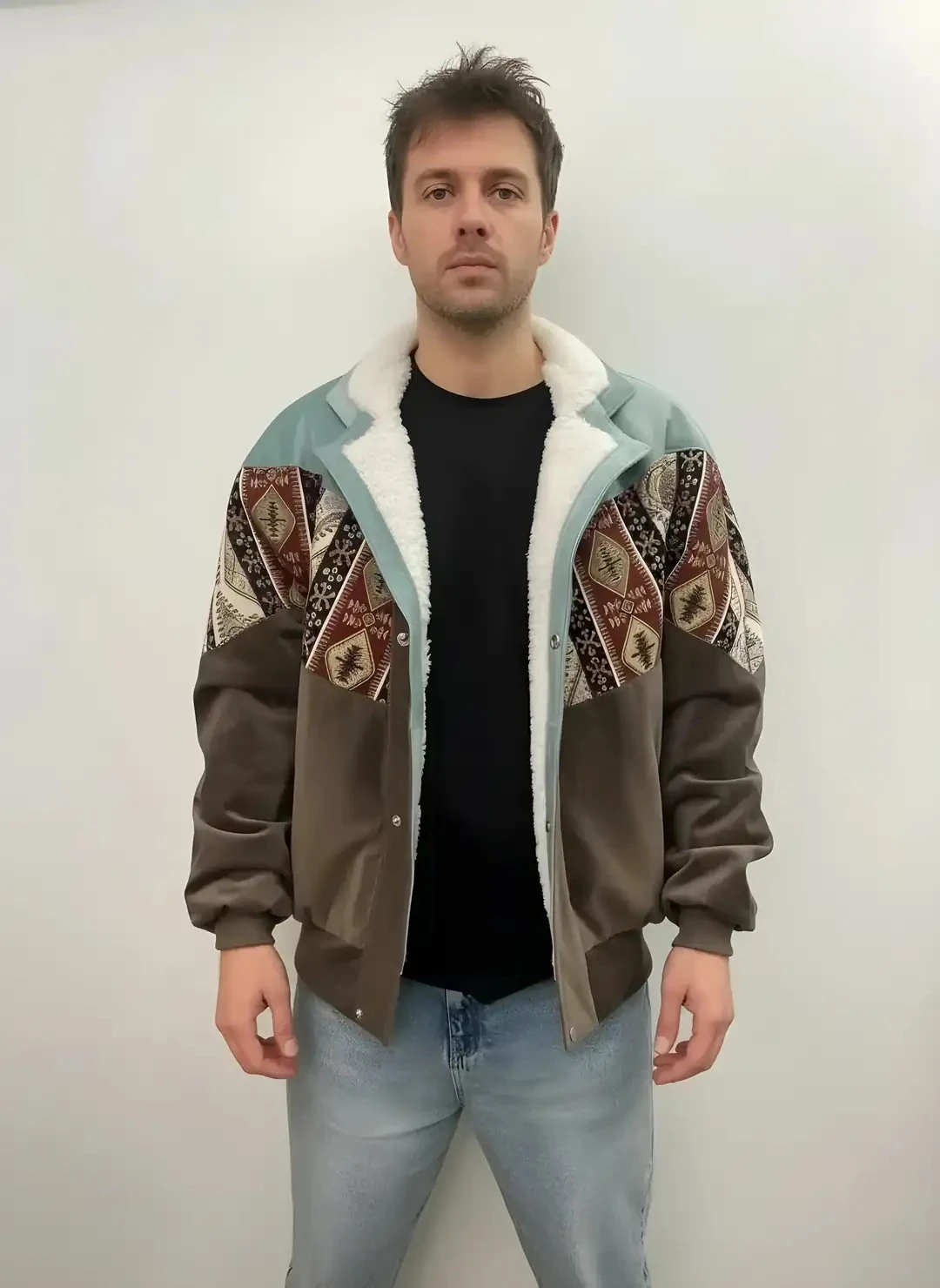 (7567) 2XLarge / 3XLarge Uyumlu Aztek Tarzı Oversize Unisex Ceket