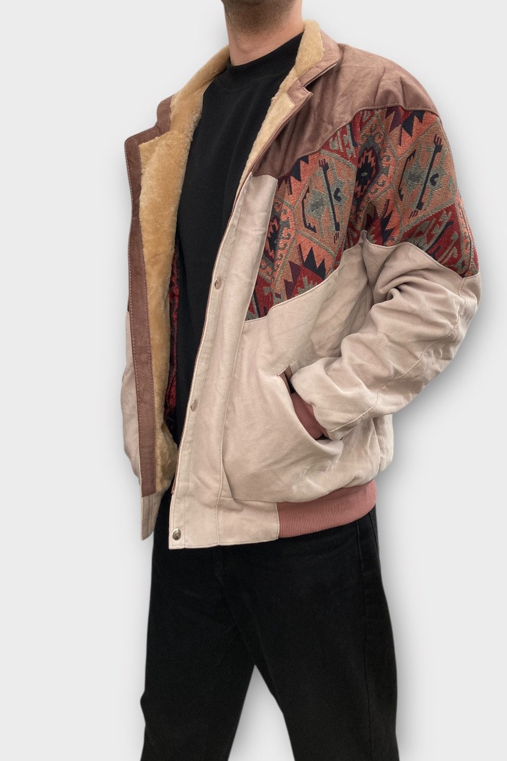 (7367) Large Beden Vintage Desenli Özel Ceket