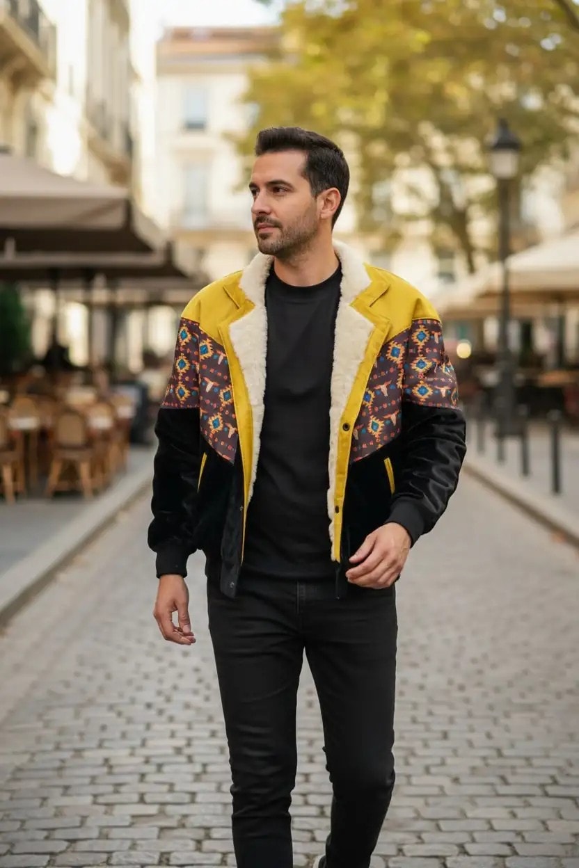 (7417) Small / Medium Beden Uyumlu Vintage Desenli Özel Ceket