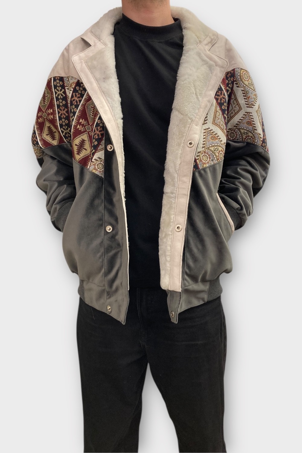 (7418) 2XLarge Beden Vintage Desenli Özel Ceket