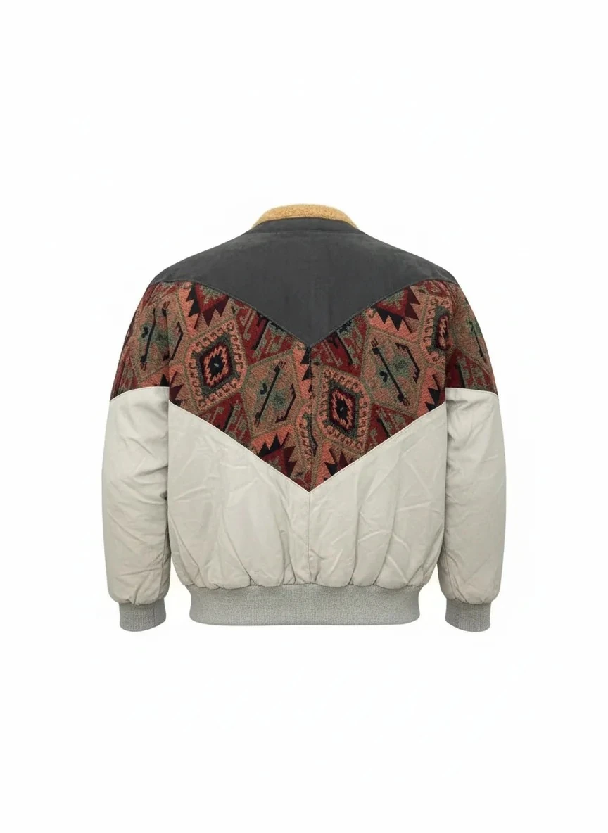 (7643) 36/38 Beden Uyumlu Vintage Desen Oversize Unisex Ceket