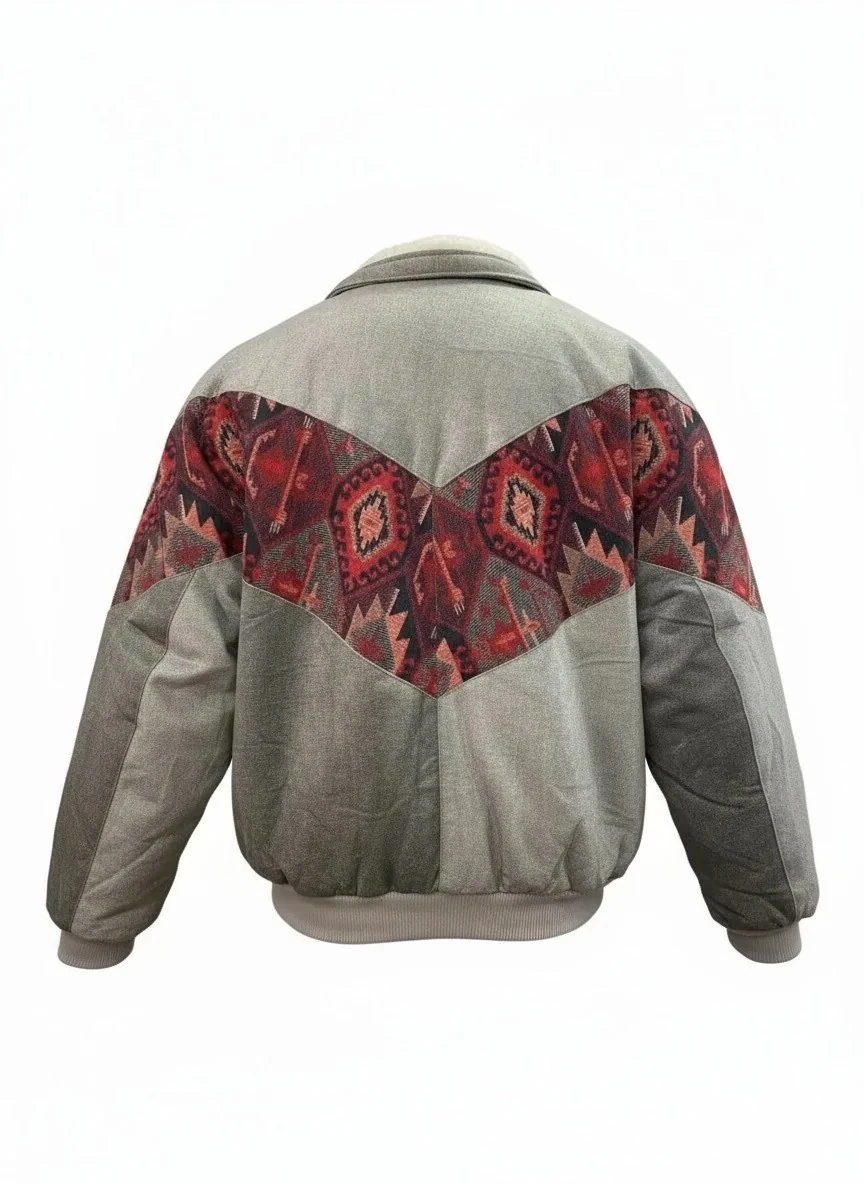 (7616) Small / Medium Beden Uyumlu Oversize Vintage Desen Ceket