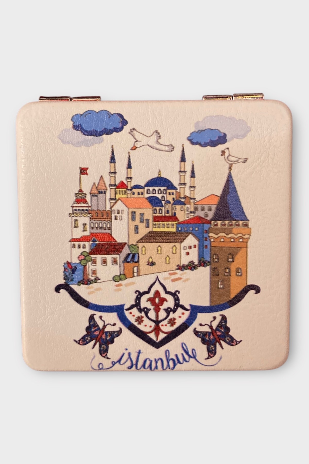 Galata ve İstanbul Temalı 6x6 cm Kare Cep Aynası