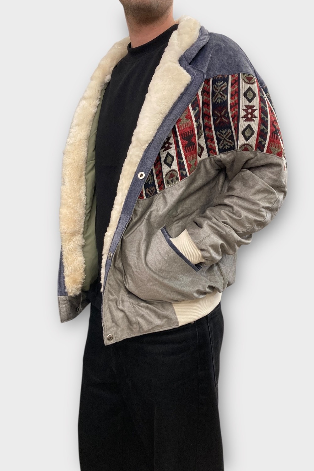(7403) XLarge Beden Vintage Desenli Özel Ceket