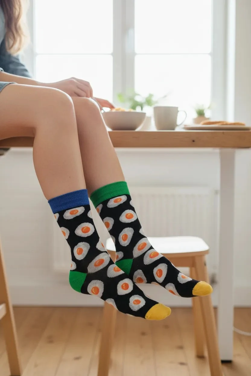 Yumurta Desenli Renkli Çorap (36-44 Numaraya Uygun)