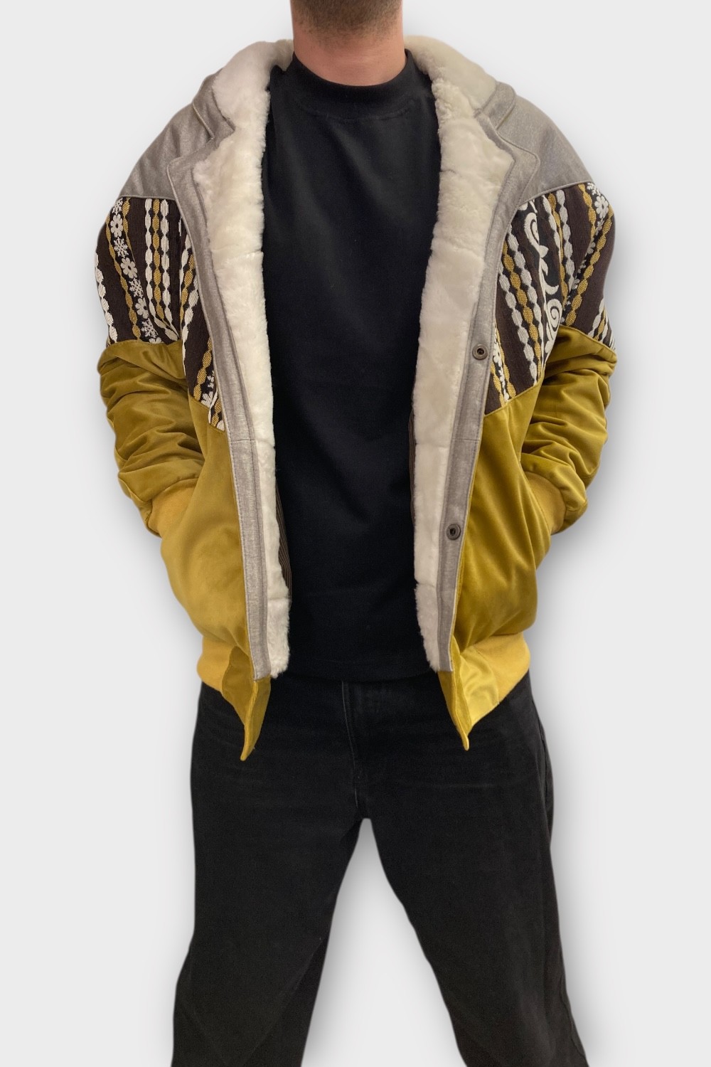 (7463) Large Beden Vintage Desenli Özel Ceket