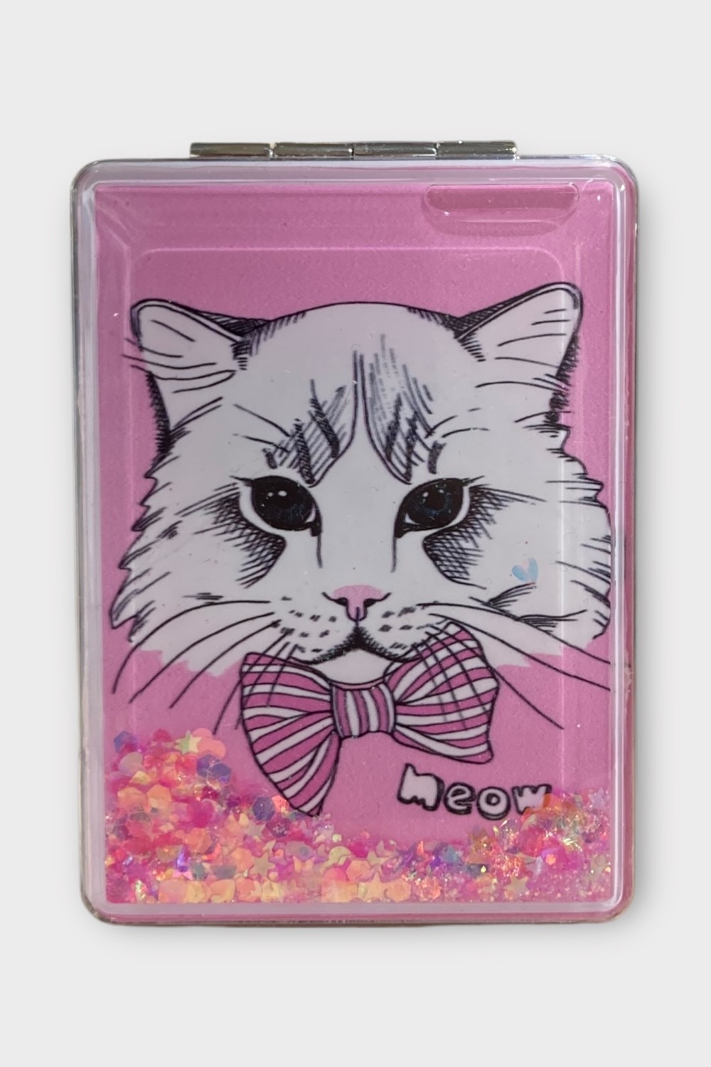 Papyonlu Kedi 6 * 8.5 cm Cep Aynası - Pembe