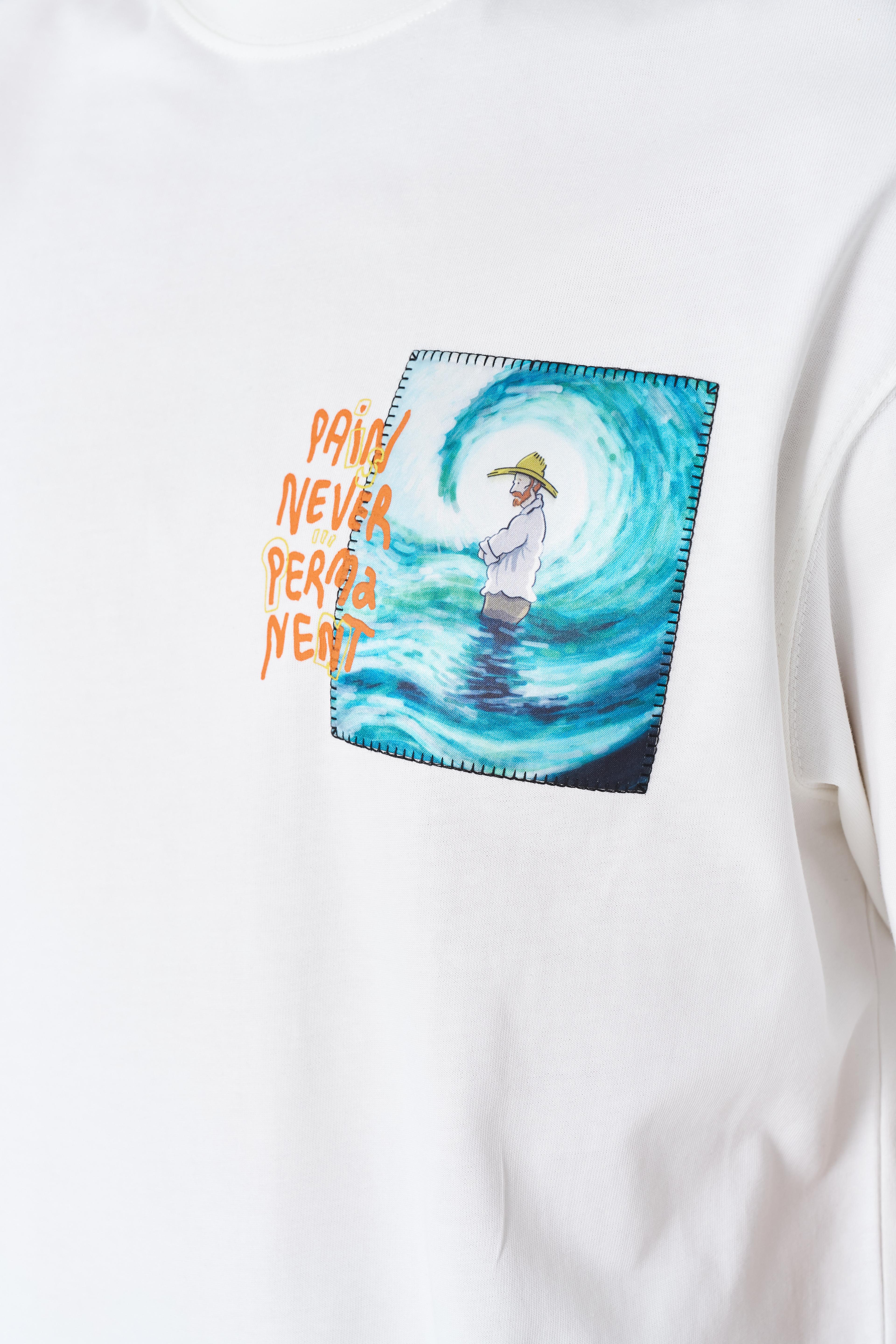 "Pain Never Permanent" Oversize Tişört - Beyaz