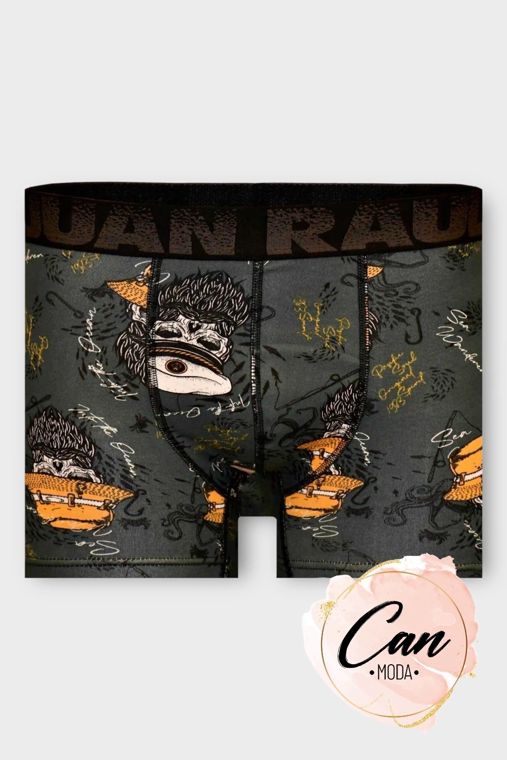 Denizci Kafatası Desenli Pamuklu Erkek Boxer