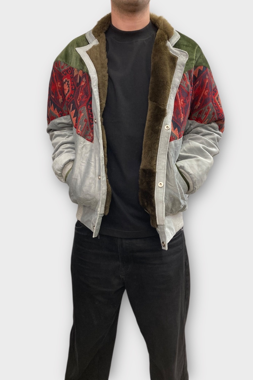 (7382) Large Beden Vintage Desenli Özel Ceket