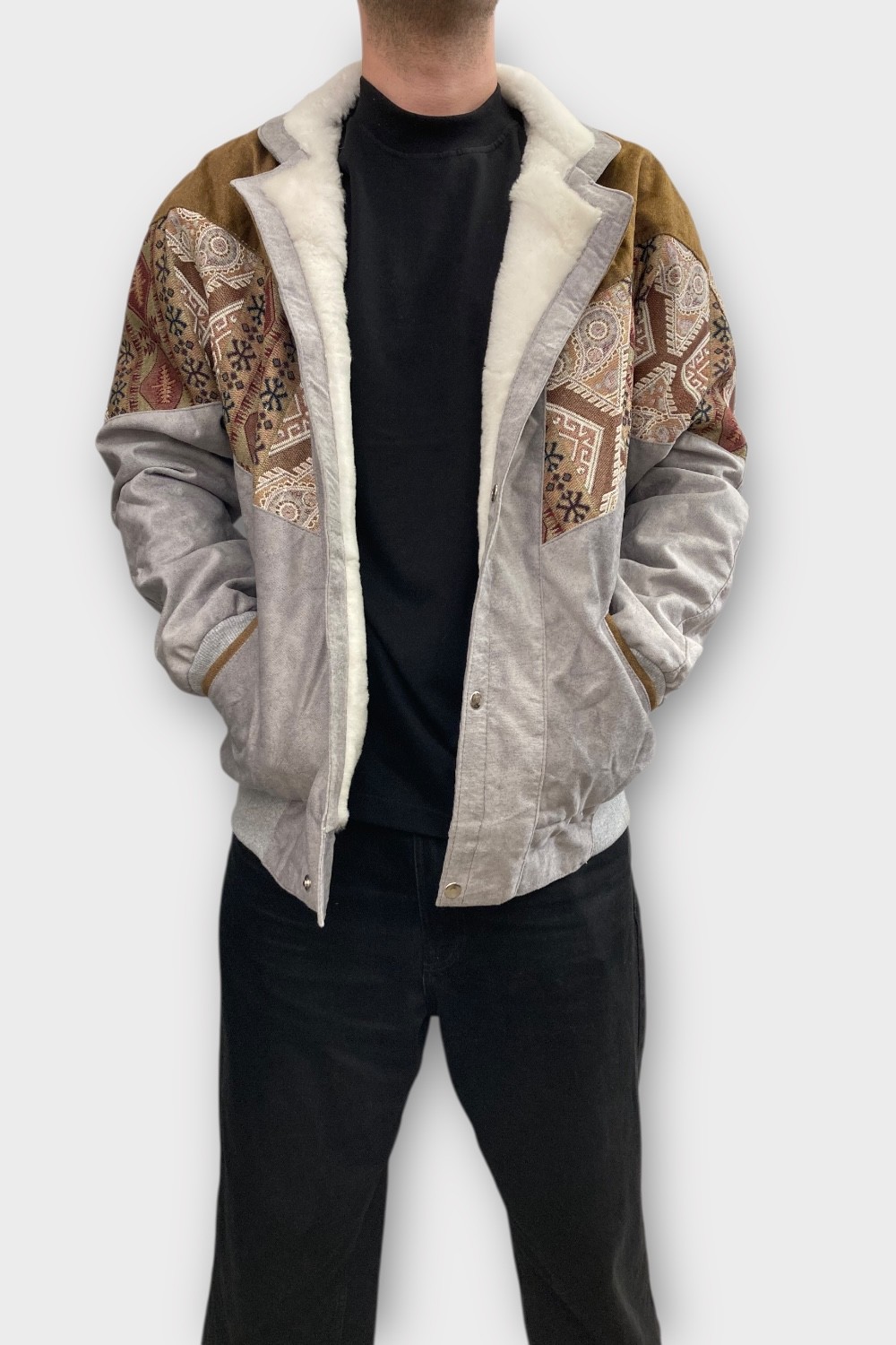 (7368) XLarge Beden Vintage Desenli Özel Ceket