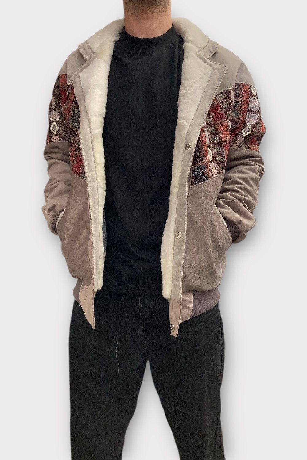 (7455) Large Beden Vintage Desenli Özel Ceket