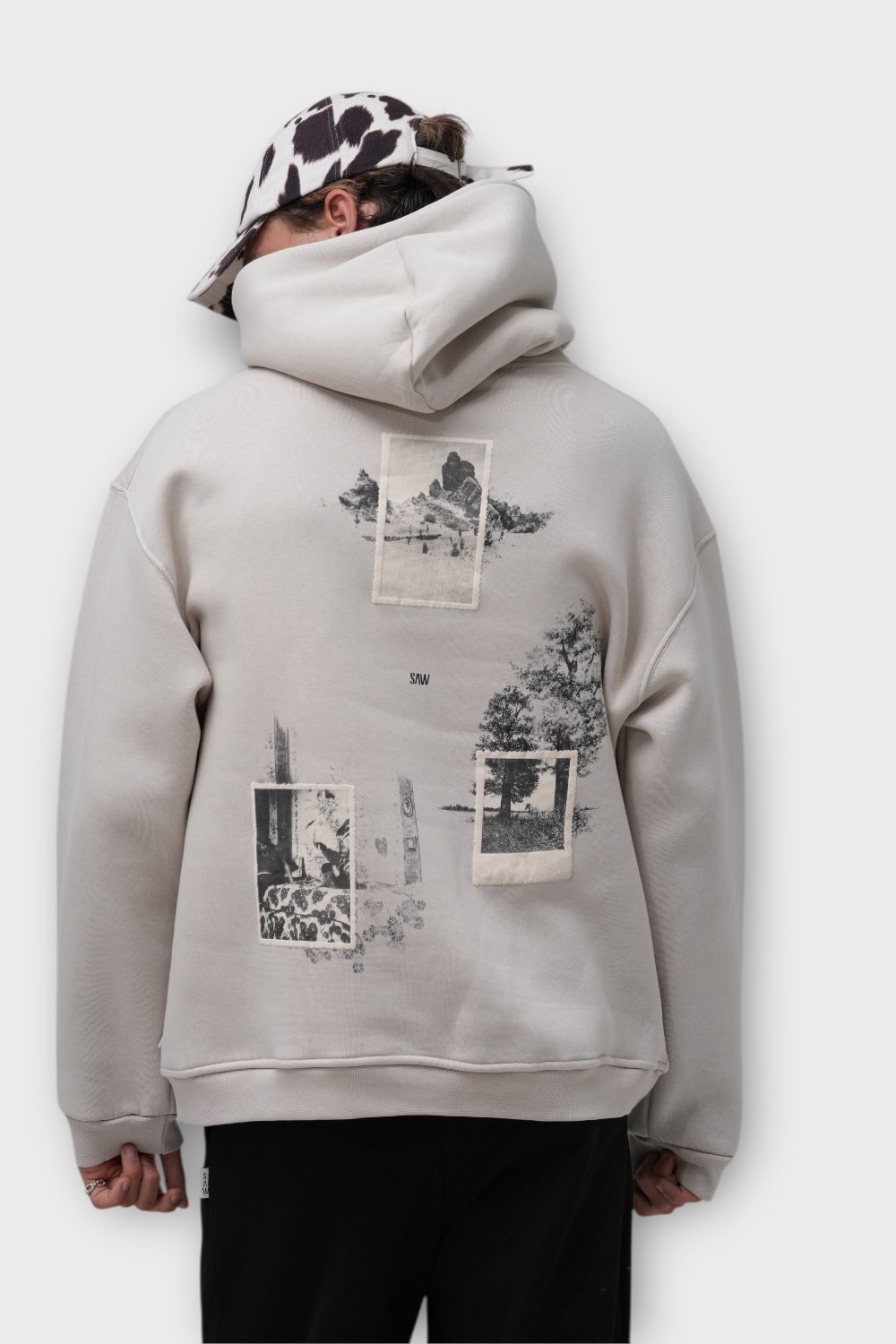 Portrait of Generation Oversize Hoodie  - %100 Pamuk - Taş