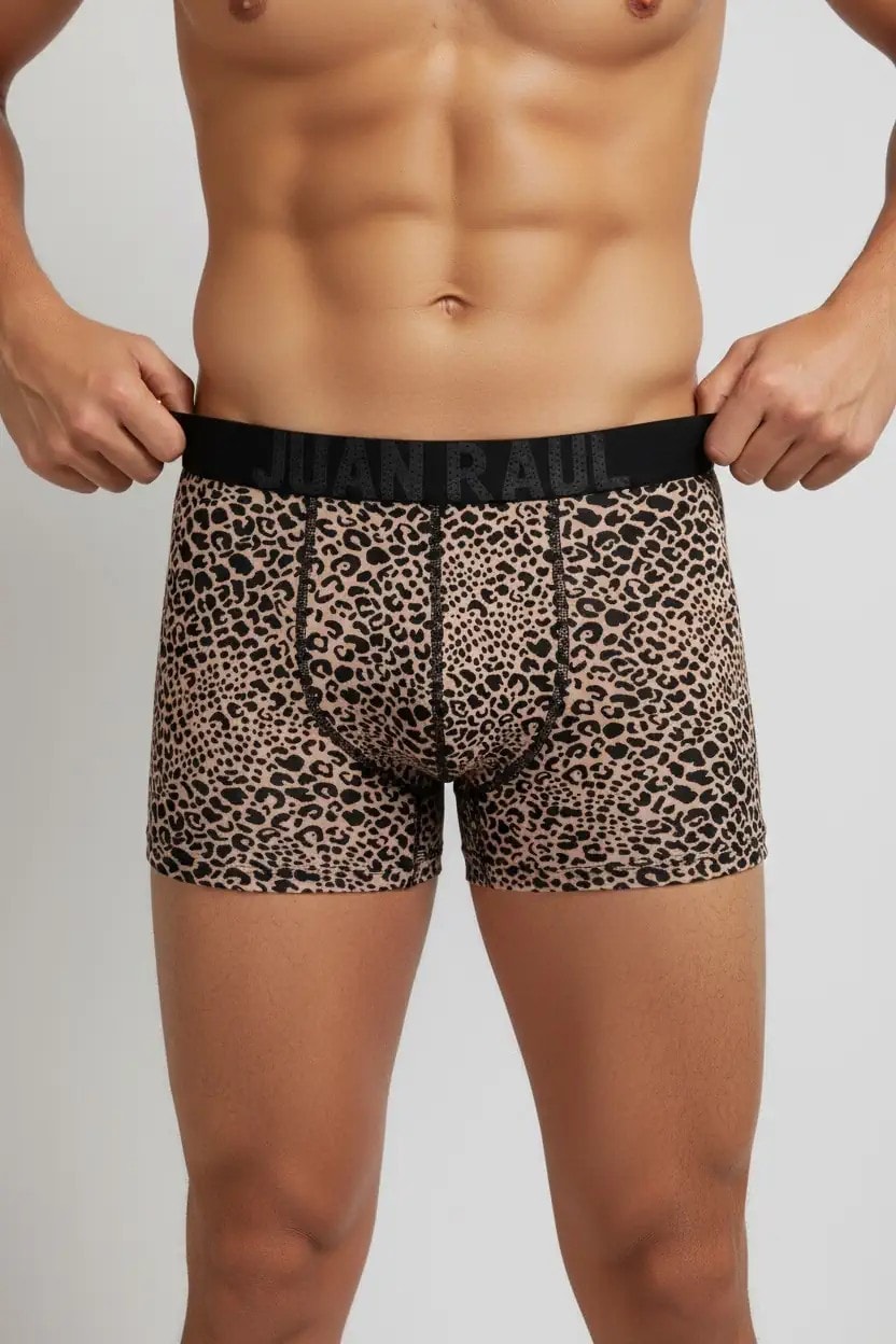 İnce Leopar  Desenli Yumuşak Boxer - DB256