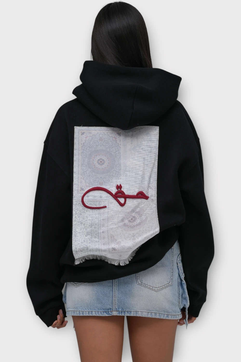 Hak Oversize Hoodie - Şardonlu (İçi Polarlı) %100 Pamuk - Siyah
