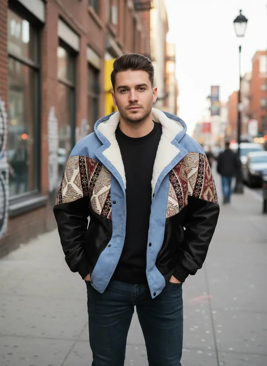 (7682) 2XLarge / 3XLarge Uyumlu Aztek Tarzı Oversize Unisex Ceket