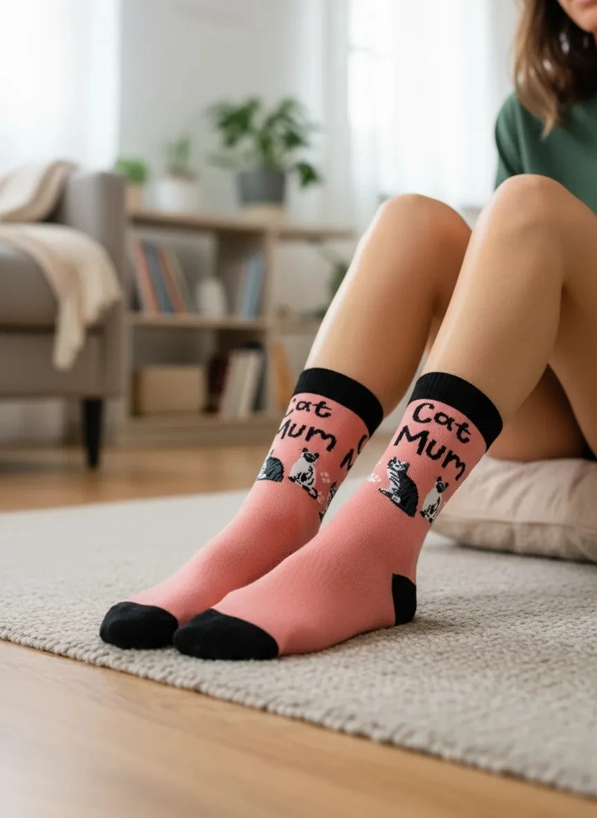 Cat Mum Desenli Çorap (36-44 Numaraya Uygun)