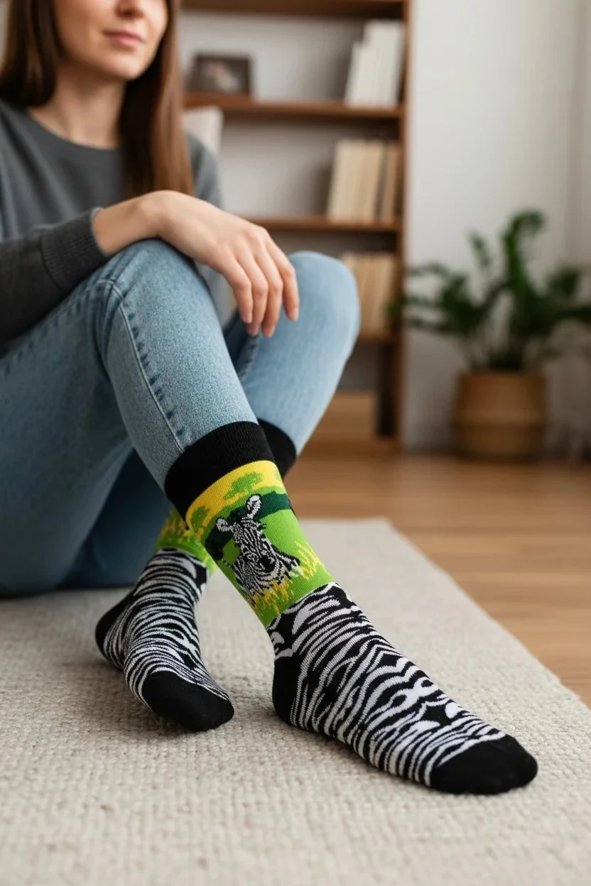 Zebra Desenli Çorap (36-44 Numaraya Uygun)