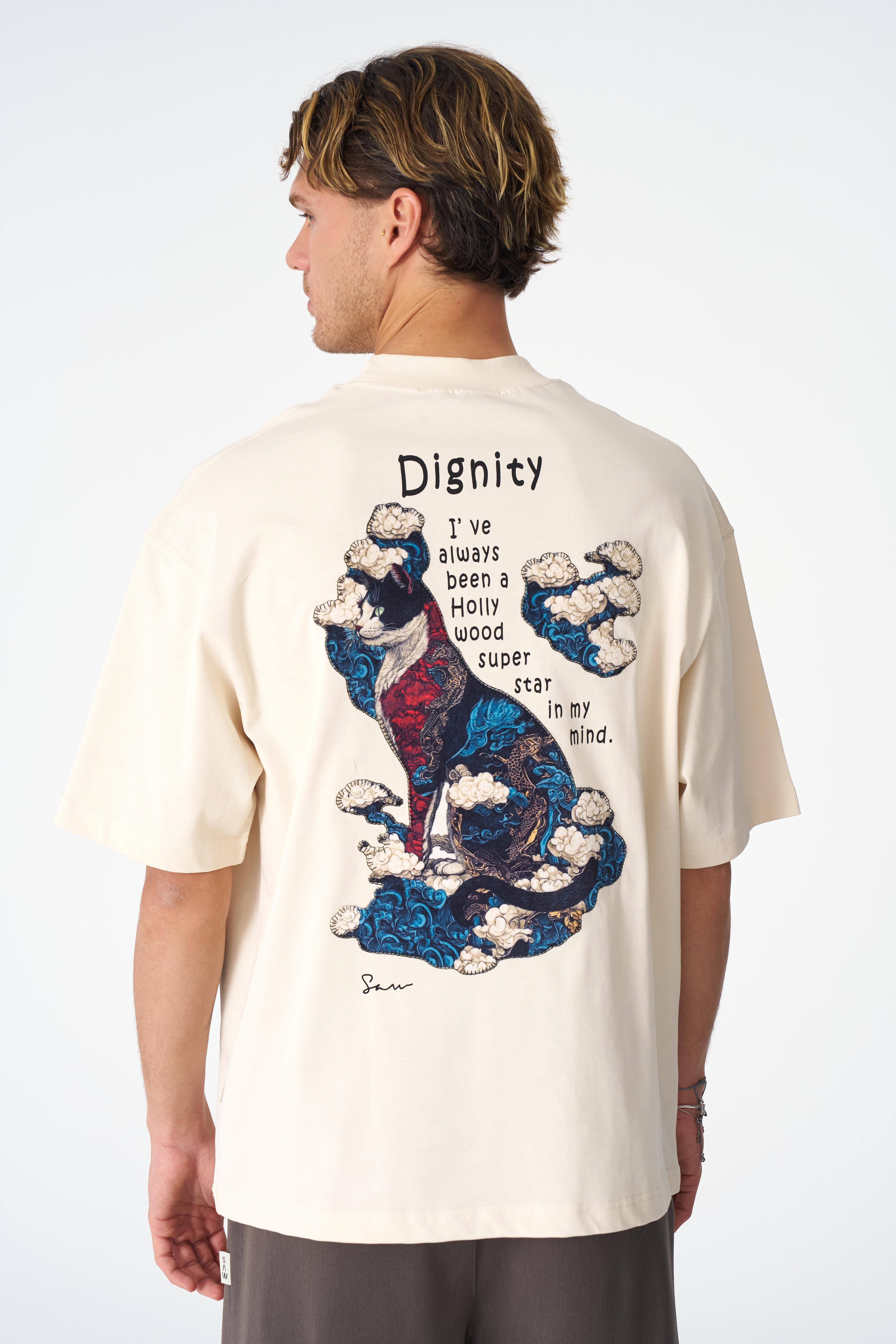 Dignity Oversize Tişört – %100 Pamuk - Taş