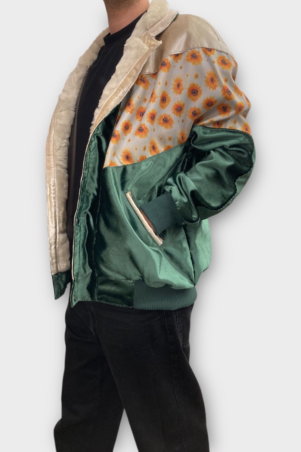(7433) XLarge Beden Vintage Desenli Özel Ceket