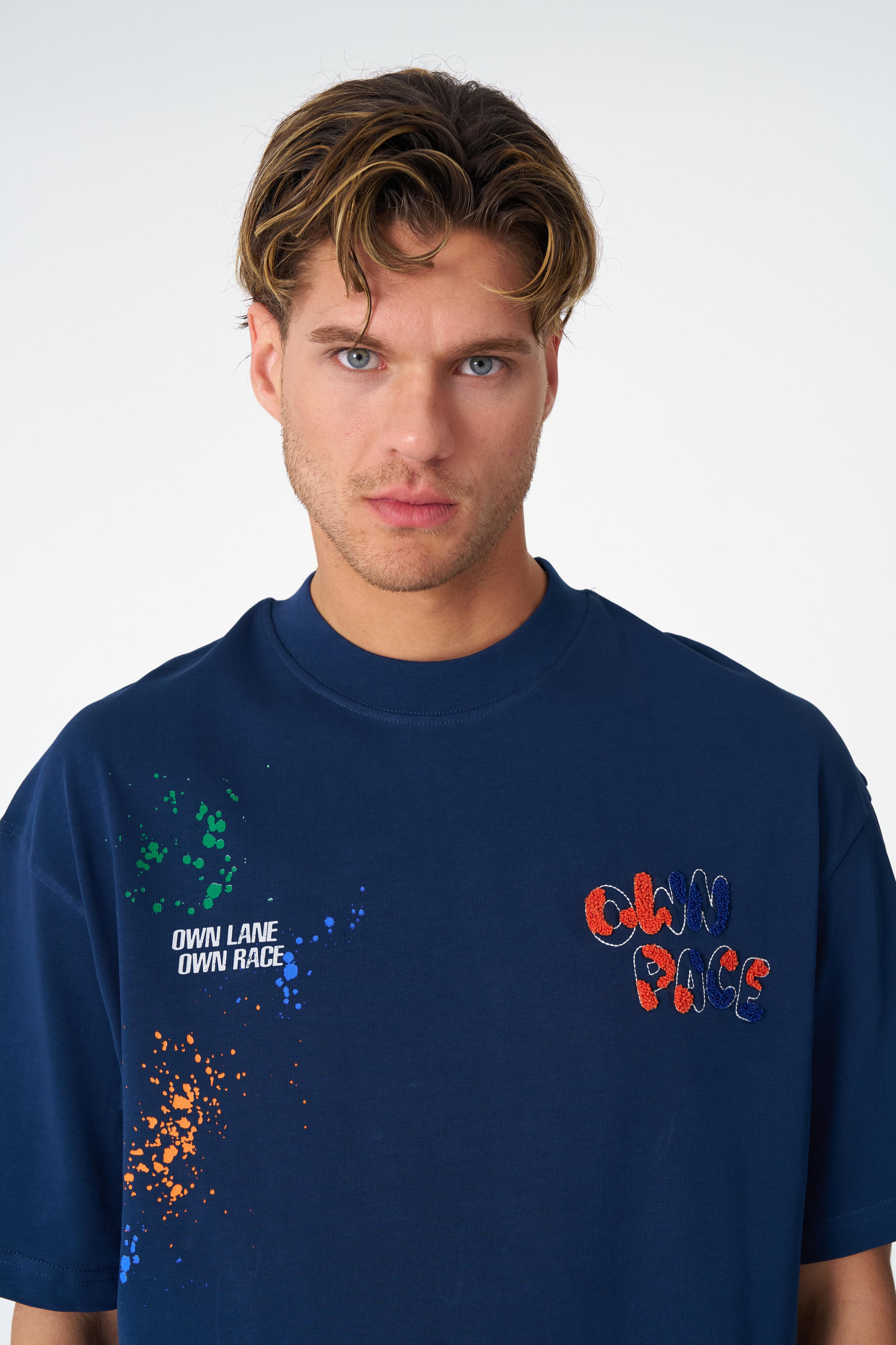 Own Pace Oversize T-Shirt - İndigo