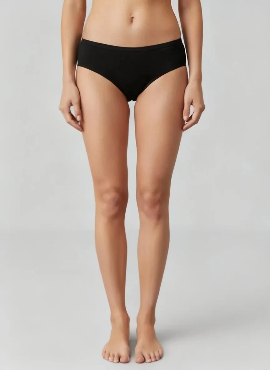 3'lü Bikini Kadın Külot - (Siyah/Beyaz/Ten) %95 Pamuk %5 Elastan