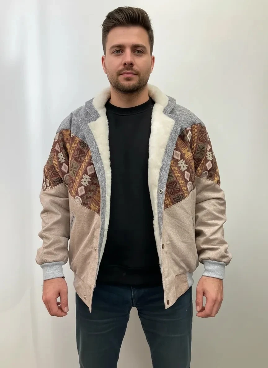 (7696) Large / XLarge Beden Uyumlu Vintage Desenli Özel Ceket