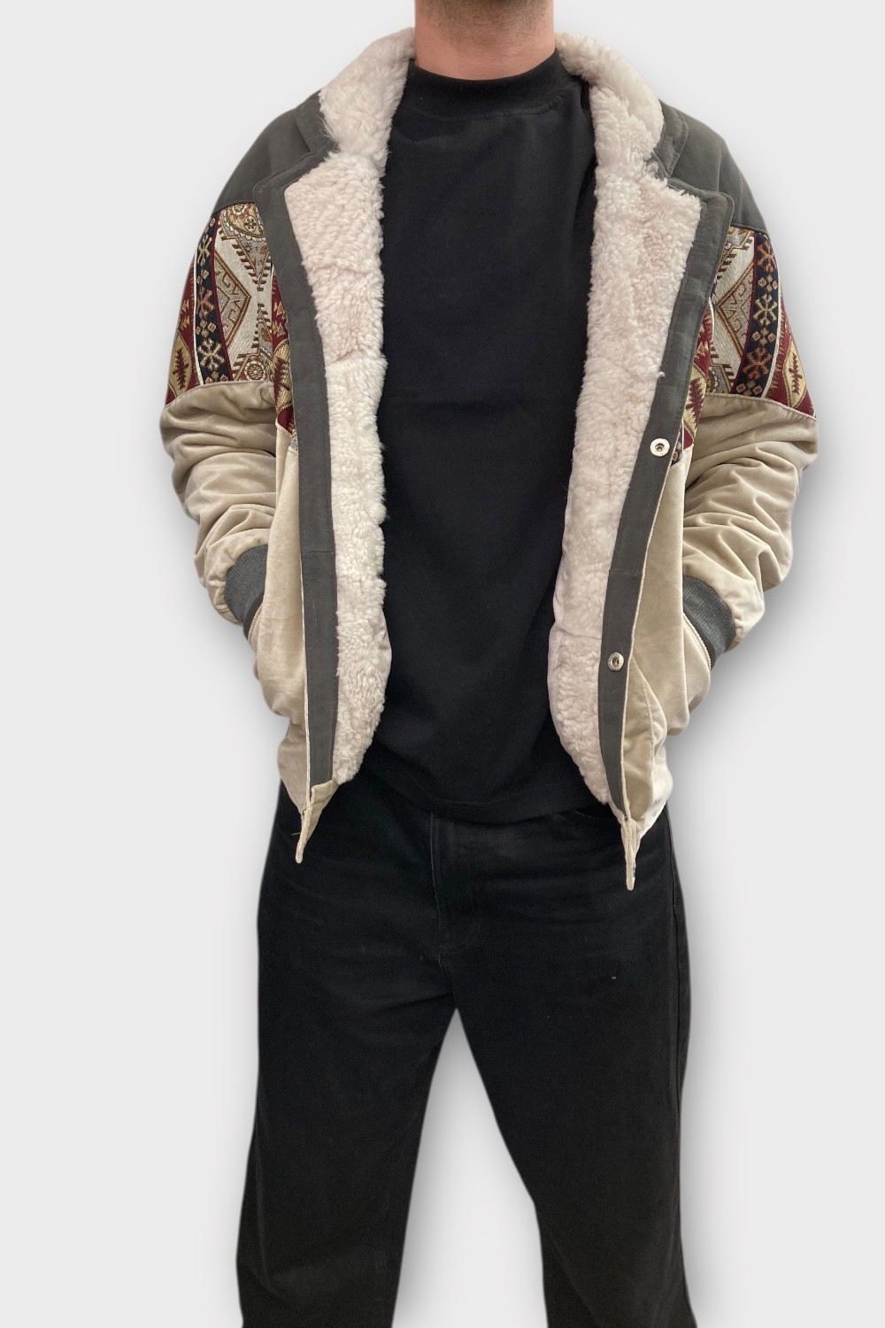 (7393) XLarge Beden Vintage Desenli Özel Ceket