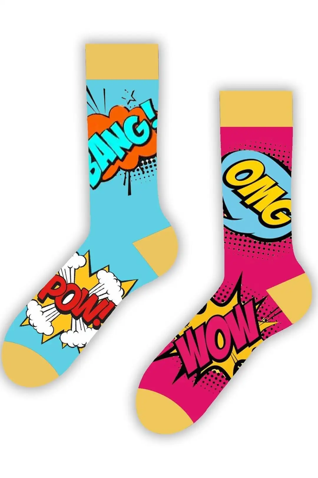 Sağ Sol Farklı Bang Pow Desenli Çorap (36-44 Numaraya Uygun)
