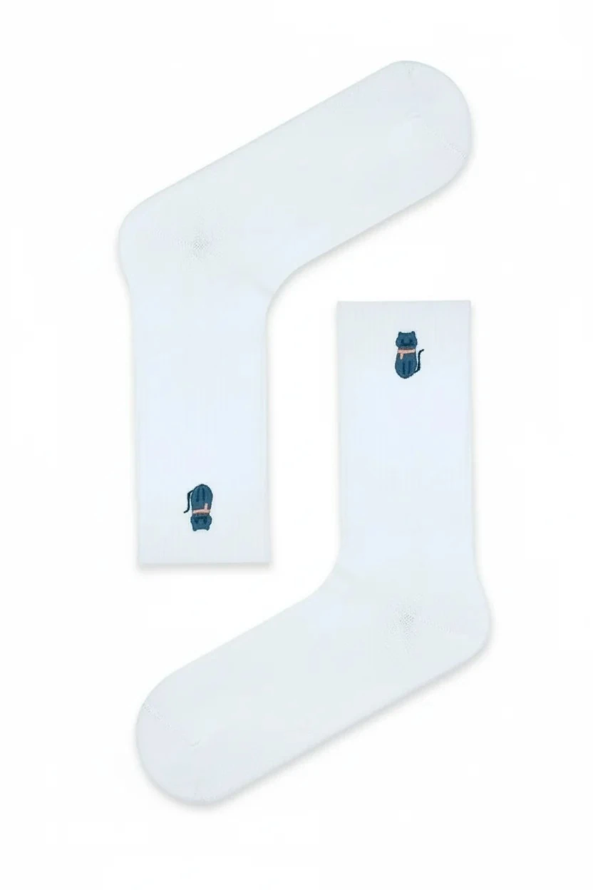 Kedi Nakışlı Çorap (36-44 Numaraya Uygun)