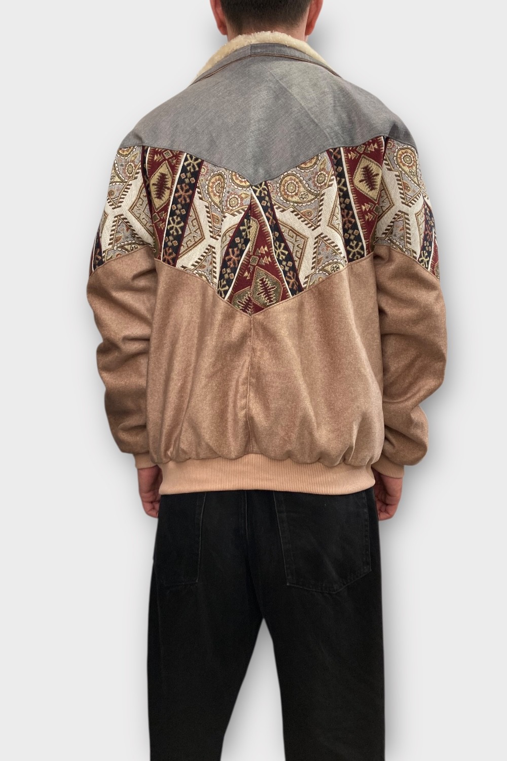 (7392) XLarge Beden Vintage Desenli Özel Ceket